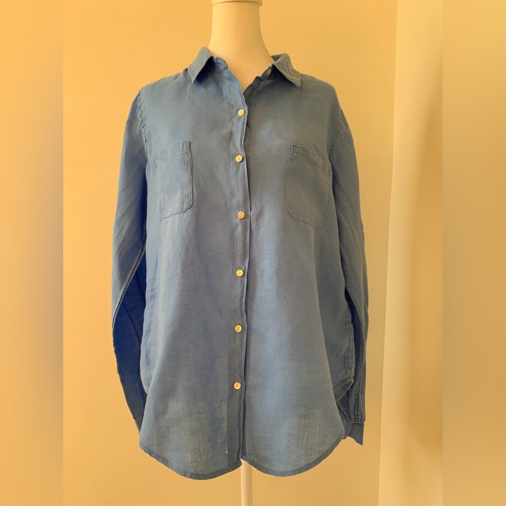 Lily Pulitzer Size M Blue Linen Top